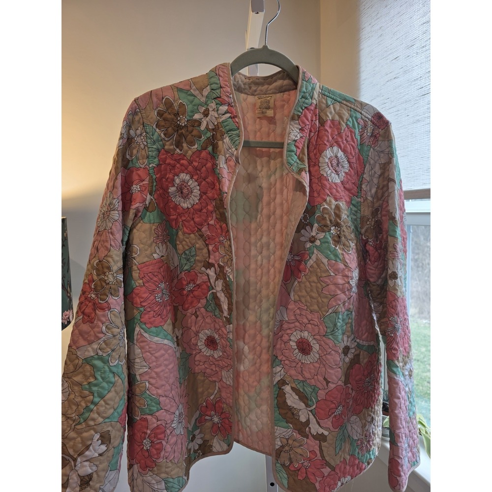 Alfred Dunner Light Weight Floral Quilted Jacket Size 16W Preppy - Picture 5 of 13